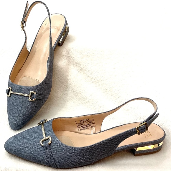Denim Blue Jones New York Quaden Pointed Low Heel Pointed Toe Slingback Sz 9W - Picture 8 of 14